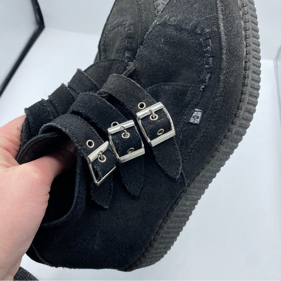 TUK 3 Buckle Suede Pointed Creeper Boots womens 8 punk goth Addams 90’s scene - Picture 5 of 10